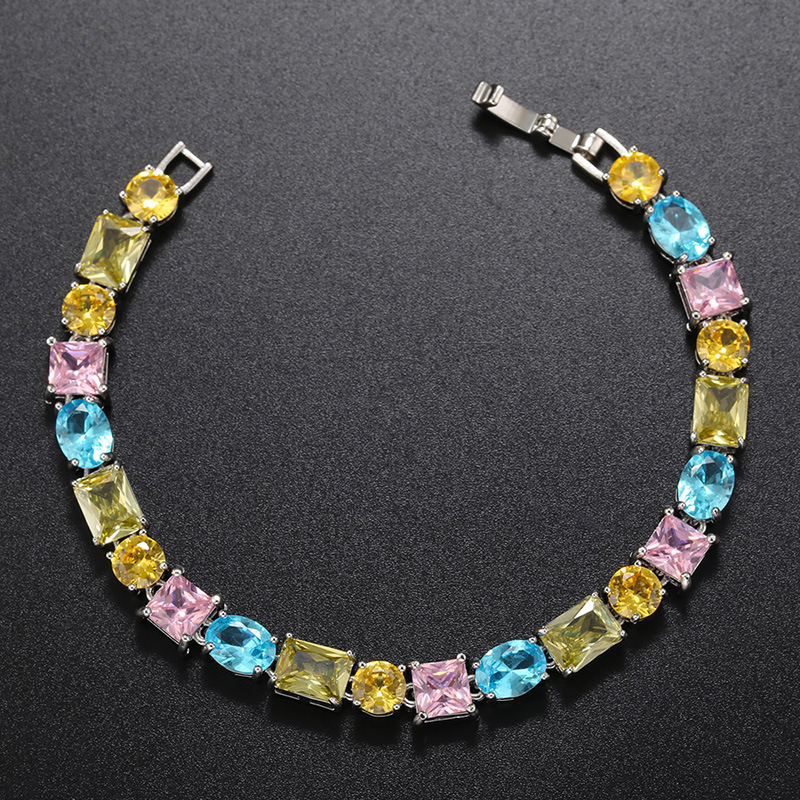 Gold Plated Design Glam Geometric Copper Gold Plated Zircon Women's Bracelets Necklace