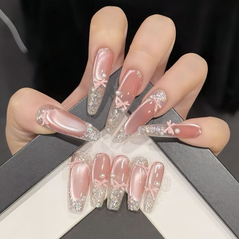 Purely Handmade Wearable Nails, High-End Fake Nails, Premium Quality, 2025 Hot Style, Nail Art That Brightens the Complexion, Girly Style, Long Detachable Design Purely Handmade Wearable Nails, High-End Fake Nails, Premium Quality, 2025 Hot Style, Nail Art That Brightens the Complexion, Girly Style, Long Detachable Design