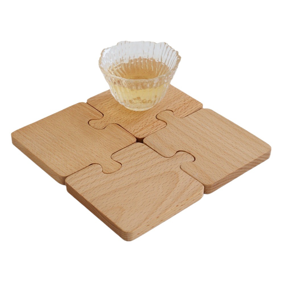 Cojín de olla de madera transfronterizo Cojín de aislamiento térmico Copas de vino Cojín de café Hogar creativo Estilo simple Cojín de taza de té de madera de nogal negro