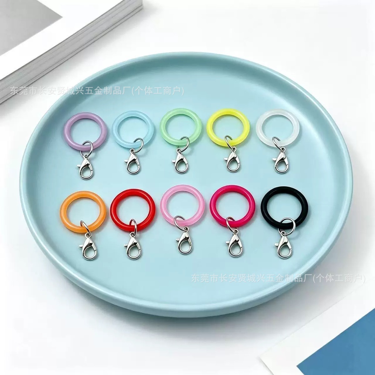 12 lobster clasp keychains with silicone O-rings, 20mm colorful transparent sealing rings, Amazon's best-selling accessory clasps