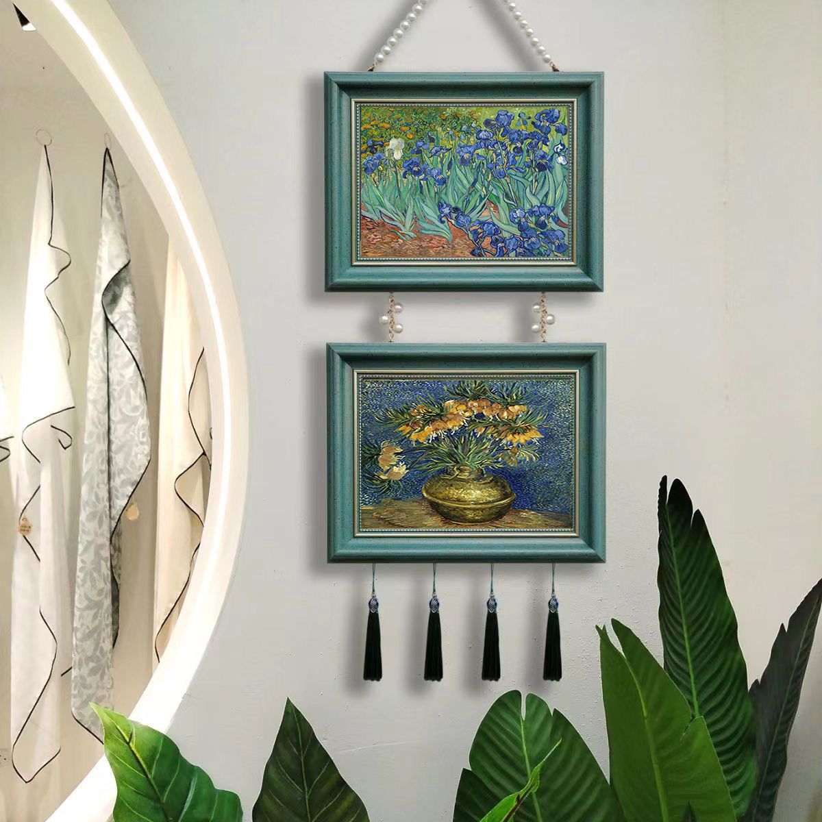 Decorative Painting American French Bedroom Hanging Painting Sofa Living Room Background Wall European Restaurant Combination Retro Oil Painting Mural