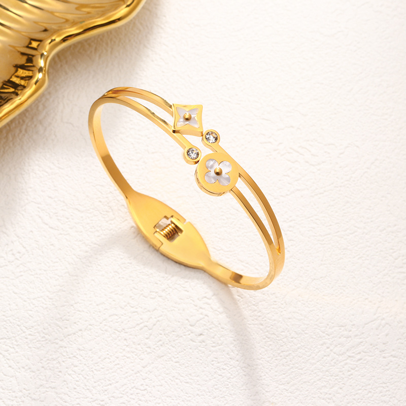 44 크로스 플라워 팔찌 골드