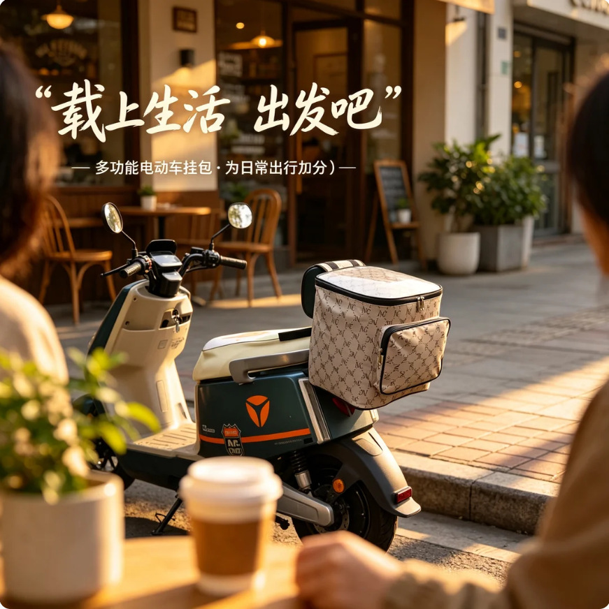 Electric vehicle rear storage bag with extra-large capacity, can hold a full-face helmet, rear trunk for electric scooters and mopeds