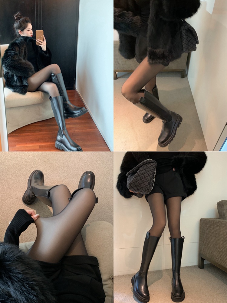 Solid Color Casual Fleece Cashmere Warm Winter Spring Autumn Leggings Pantyhose Tights display picture 1