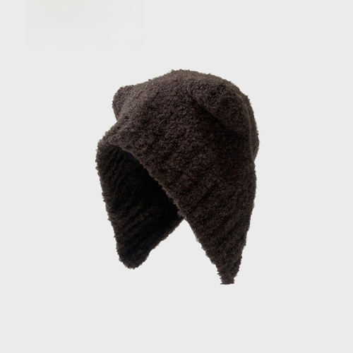Korean ins cute teddy bear ears woolen hat autumn and winter ear protection large head circumference warm knitted hat cold hat