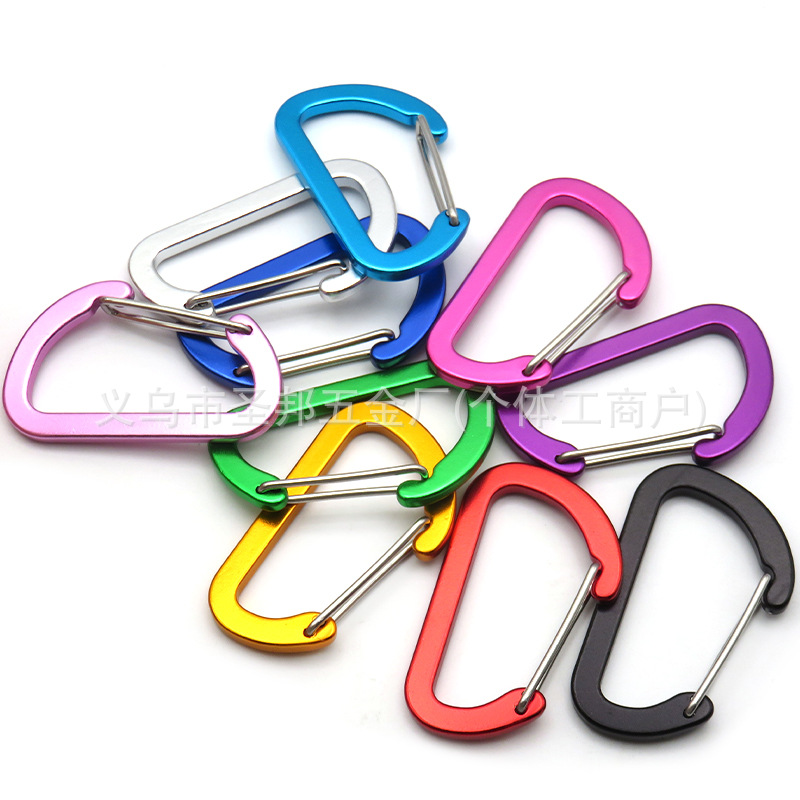 No. 45678 D-Type Wire Buckle Aluminum Alloy Carabiner Colorful Spring Buckle Outdoor Tent Backpack Accessories Quick-Hook Buckle