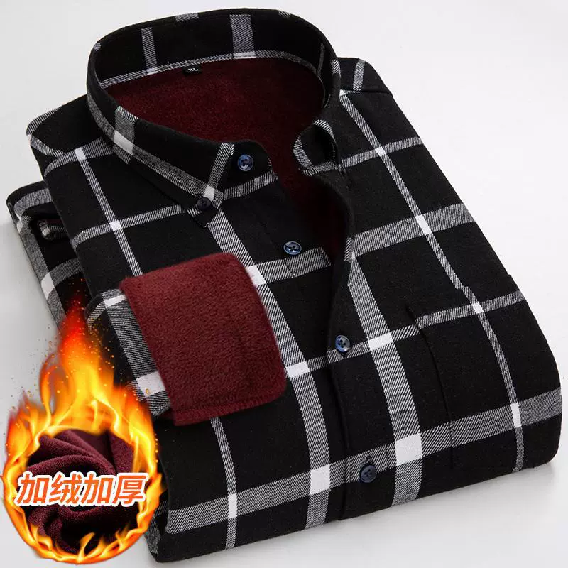 Новая осенне-зимняя мужская рубашка на флисовой подкладке, деловая Повседневная цельная бархатная теплая клетчатая рубашка с длинным рукавом, мужская рубашка