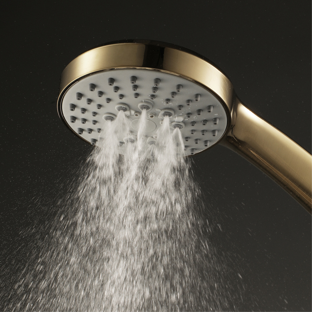 Household handheld showerhead set, brushed gold showerhead, rotatable with water inlet showerhead Item Picture