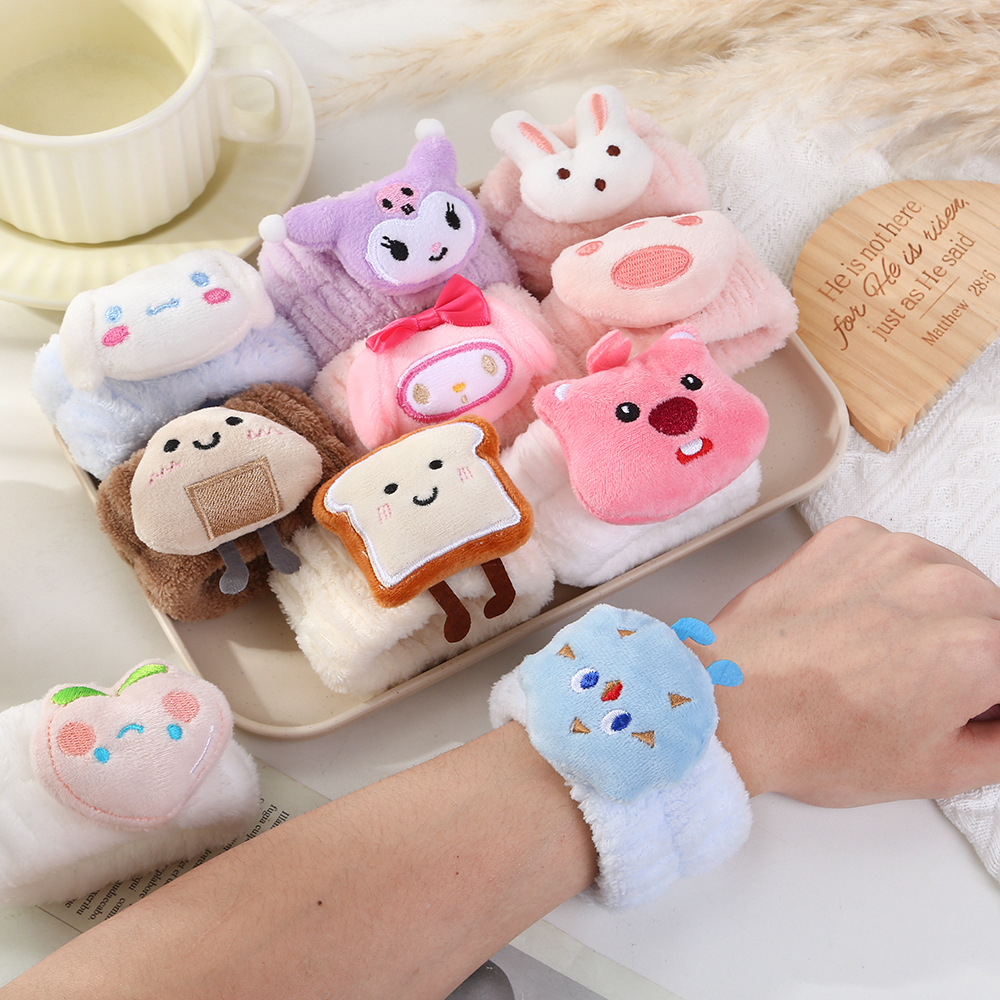 Linda caricatura suave lavado de cara, muñequera absorbente de agua, artefacto impermeable y a prueba de humedad, brazalete, funda de pulsera, lavado, absorción de sudor