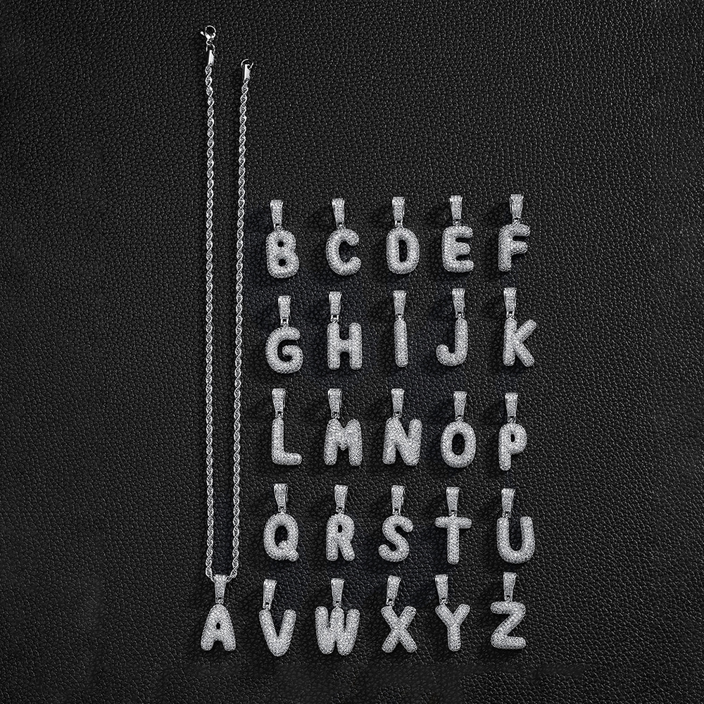 Nuevo cross-border 26 letras inglesas colgantes collares de bronce y piedra collares de moda simplista para hombres y mujeres