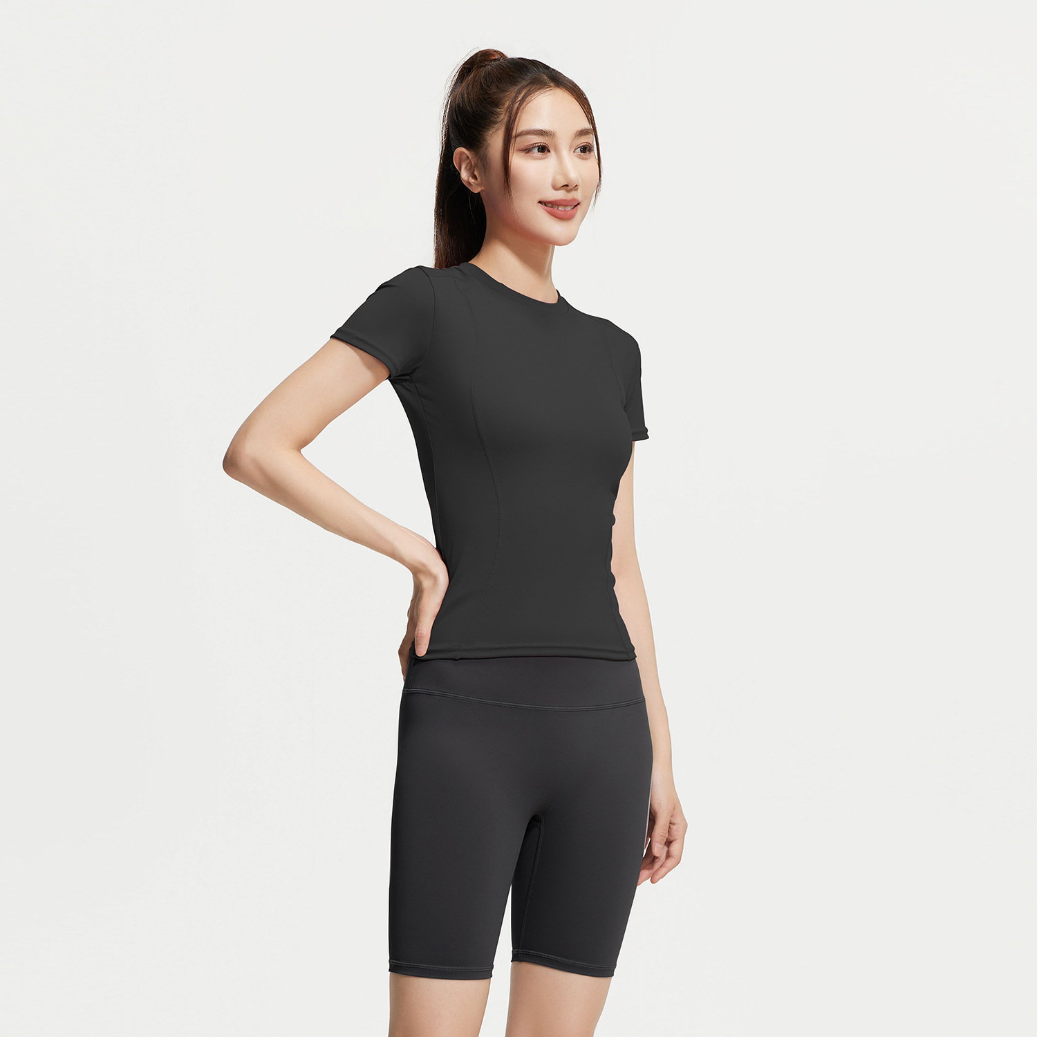 Juyi Tang verano yoga camisa de mangas cortas para mujeres delgada secado rápido y transpirable ajuste deportivo para correr y fitness set