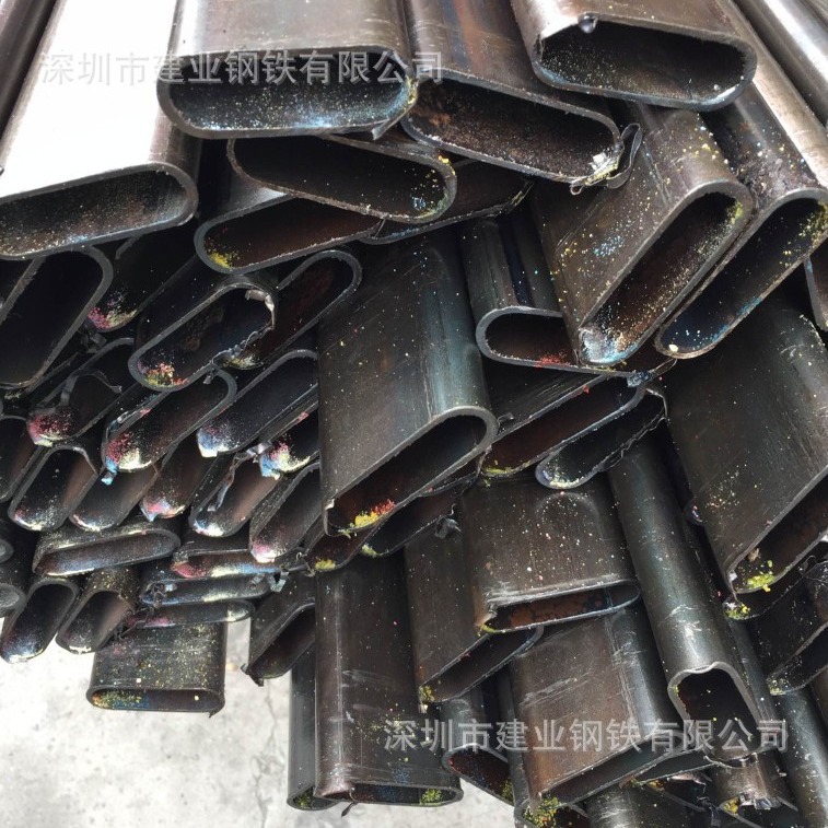 厂家批发椭圆管 椭圆钢管 平椭圆管 来图切割冲孔异形管家具管铁