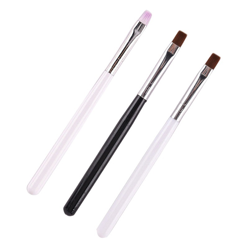 Cross-Border Wholesale Colored Flat-Head Phototherapy Pen for Nail Art, Single Black and White Handle Brush for Nail Art Gel Application, Customizable