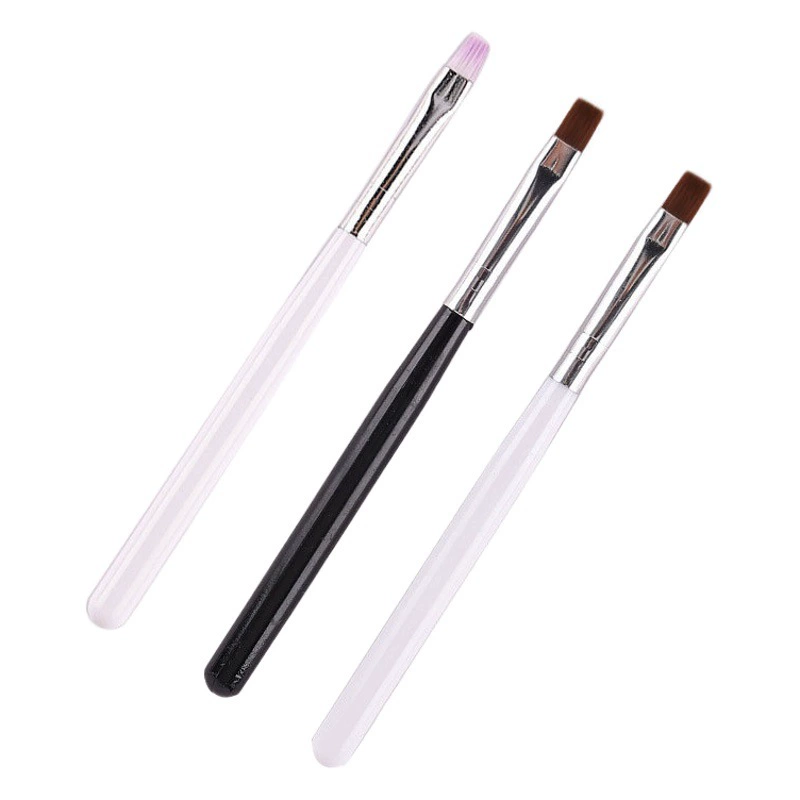 Оптовая продажа трансграничных цветных кистей для фототерапии с плоским наконечником для дизайна ногтей, одиночные черно-белые кисти для нанесения гель-лака, с возможностью индивидуализации.