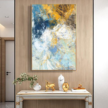 輕奢手繪抽象油畫酒店樓閣地產售樓處配畫新中式客廳走廊裝飾掛畫