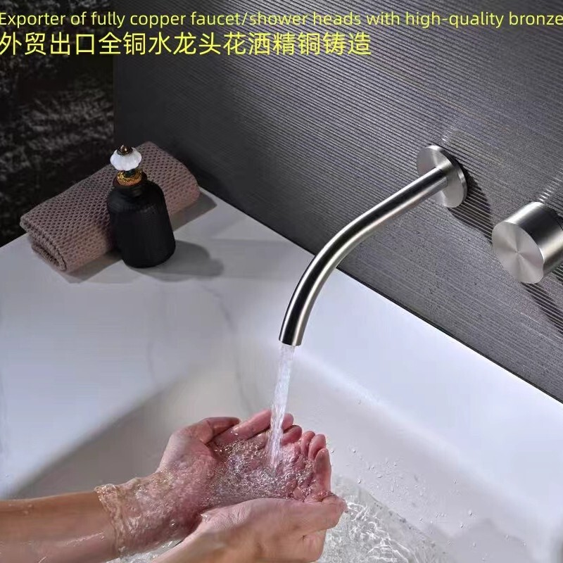 Foreign trade all-copper concealed basin faucet, hot and cold, wall-mounted, embedded in the wall, washbasin, passed 1st level salt spray test Foreign trade all-copper concealed basin faucet, hot and cold, wall-mounted, embedded in the wall, washbasin, passed 1st level salt spray test