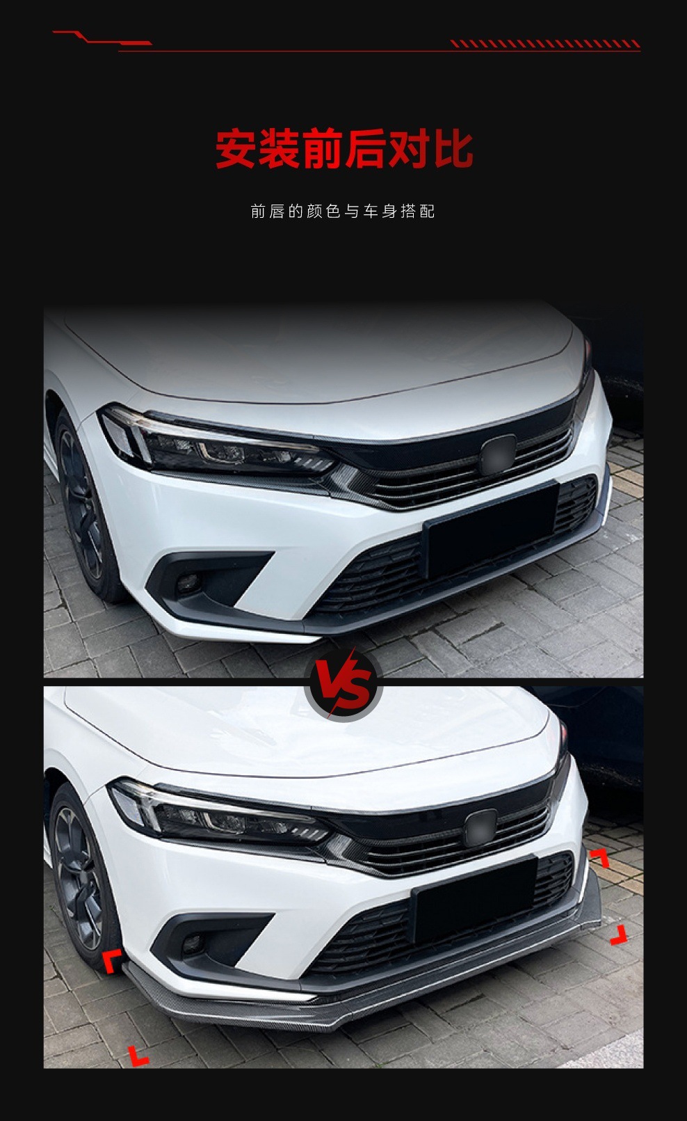 Applicable to 2021 Honda 11th generation Civic Civic front bar front shovel front lip front wrap angle front chin cross-border modification parts