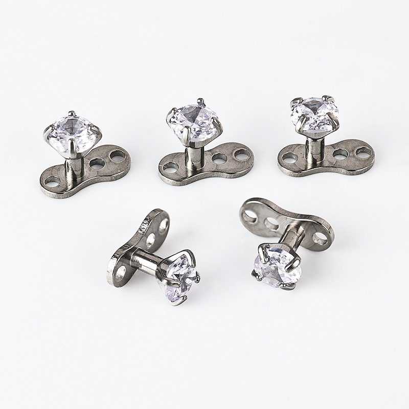 Zesen G23 Titanium Alloy Subcutaneous Buried Nail Zircon Internal Thread Lockbone Nail with Base suit Puncture Jewelry detail image 7