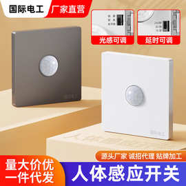 86型楼道红外线光控led灯人体感应延时开关声光控声控接近感应器