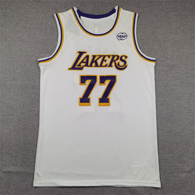 Foreign Trade Sportswear Embroidered Lakers Basketball Suit No. 77 East Qiqi East Qiqi White LAKERS JERSEYS
