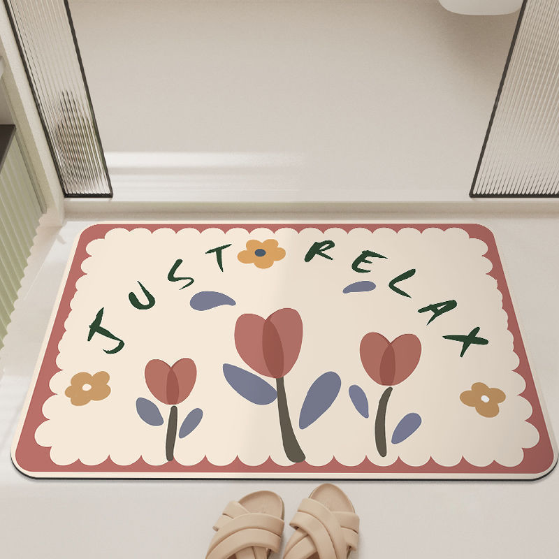 Household Bathroom Toilet Kitchen Floor Mats Easy to Clean Water-Absorbent Oil-Absorbent Non-Slip Diatom Mud Floor Mats Stain-Resistant Carpets