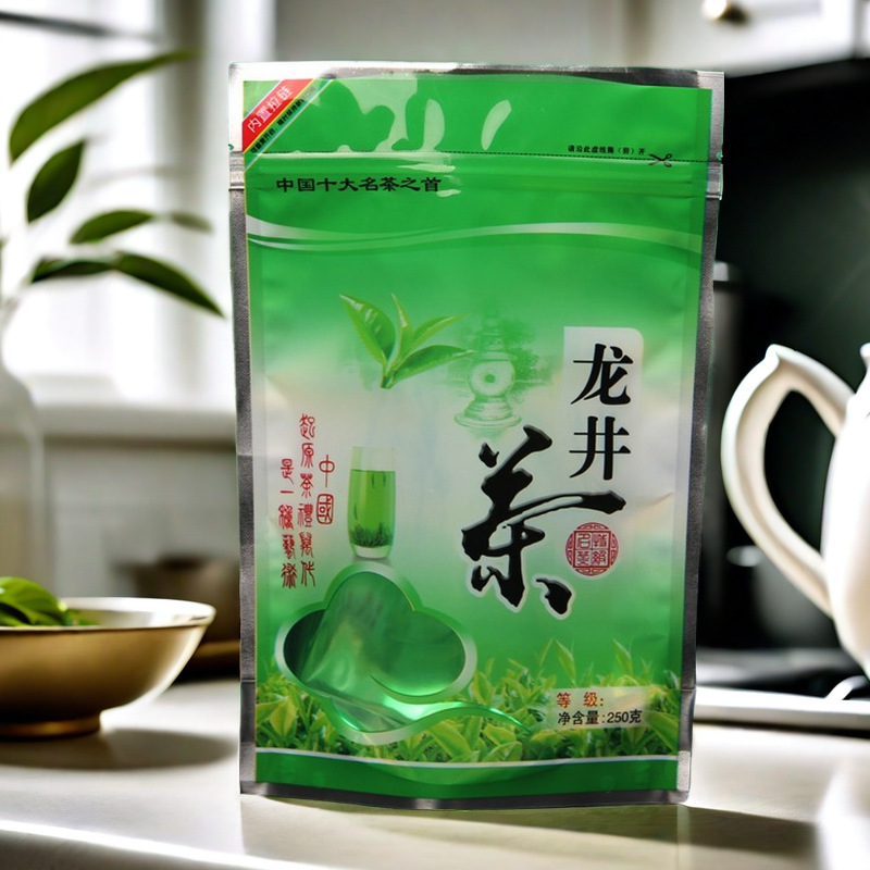 龙井茶包装袋春茶铝箔自封自立袋250g半斤5两QS茶叶内置拉链袋