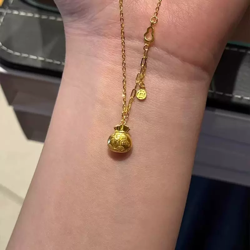 韦雪金店同款福禄金色小福袋项链金币葫芦吊坠女送情人高级感礼物