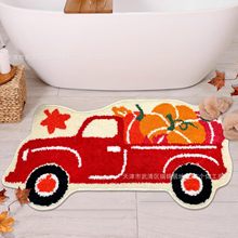 亚马逊跨境热销仿羊绒地垫南瓜汽车万圣节浴室柔软防尘脚垫代发