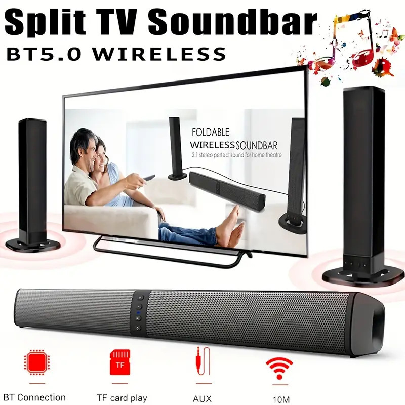 Two-In-One Audio Living Room Home Echo Wall Bluetooth Speaker Subwoofer High Volume Long Soundbar