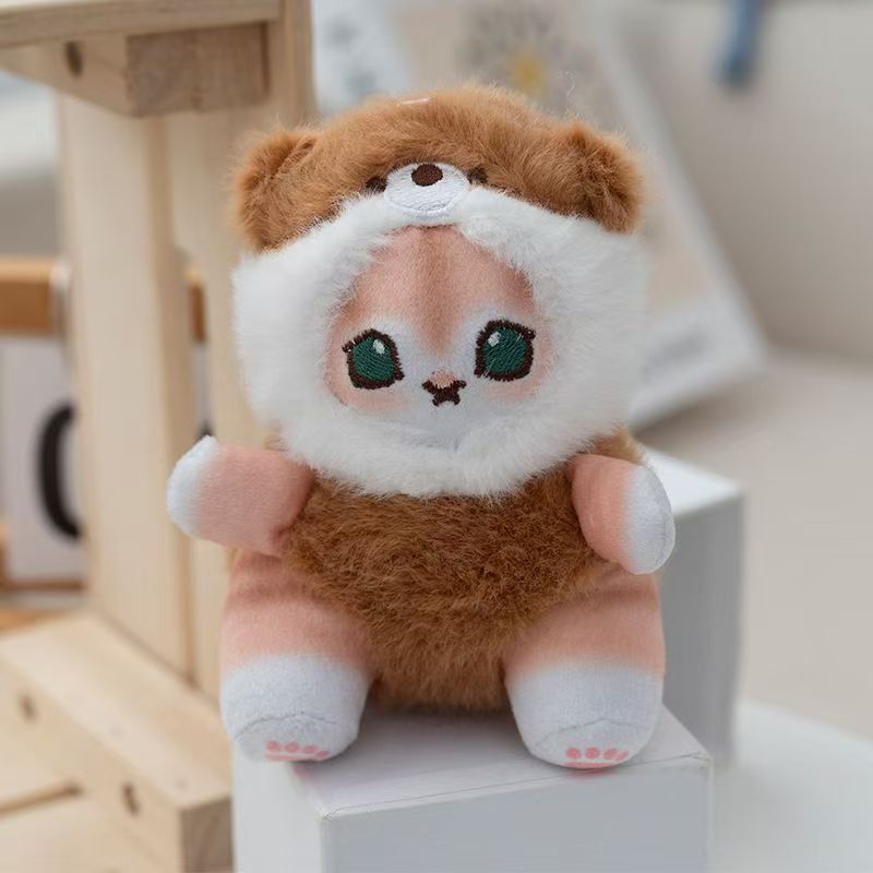 日本のかわいいインターネット有名人女装サメ猫動物ぬいぐるみペンダントカップルキーホルダー人形スクールバッグペンダント人形|undefined