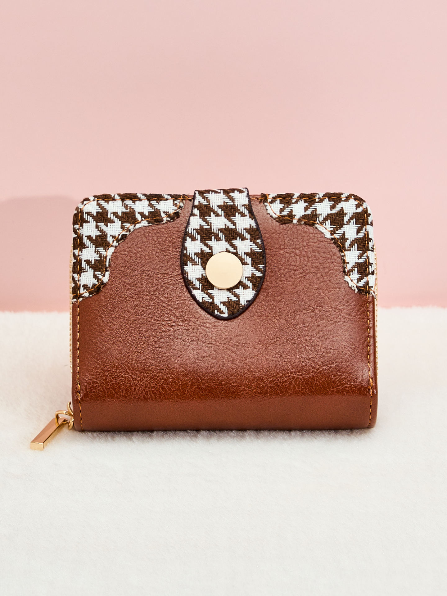 2024 New Korean Style Simple Fashion Small Wallet Women's Short Houndstooth Special-Interest Design Clutch Mini Women's School display picture 5