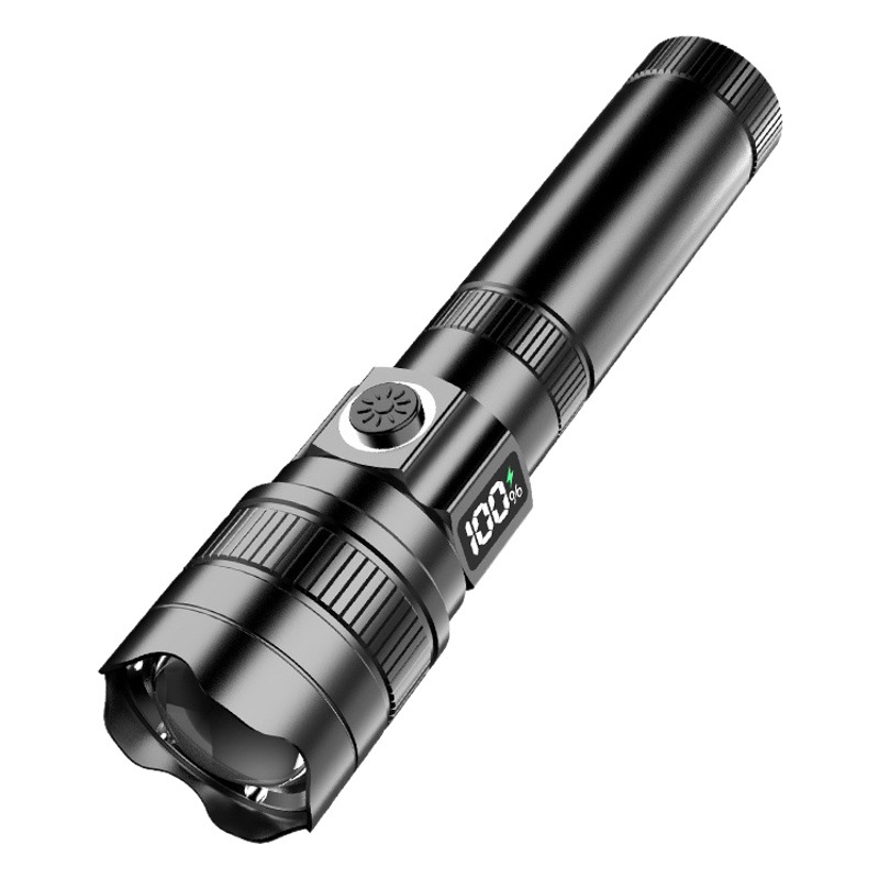 Nuevo LCD digital linterna eléctrica de carga rápida de aleación de aluminio de largo alcance pistola láser portátil linterna de iluminación al aire libre