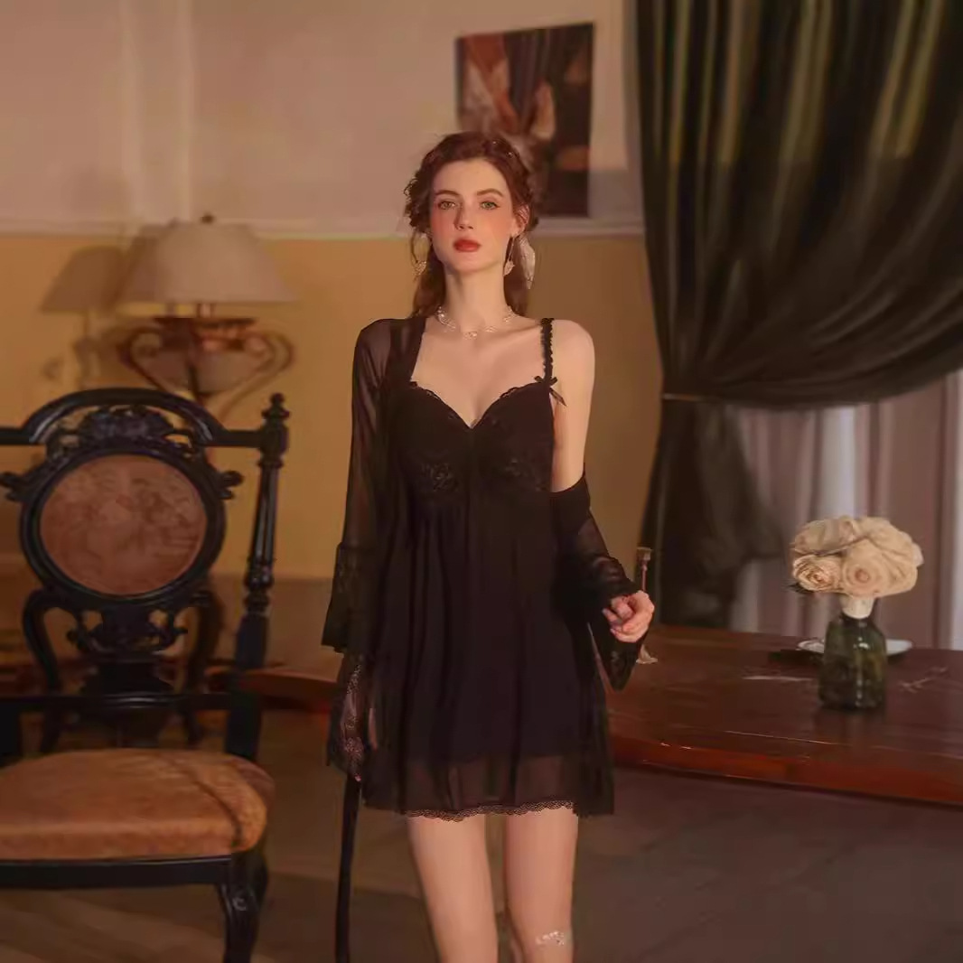 Sexy Suspender Nightgown, Lace Palace Style Pajamas, Pure Desire Home Clothes, Women's Backless Nightgown Manufacturer Wholesale