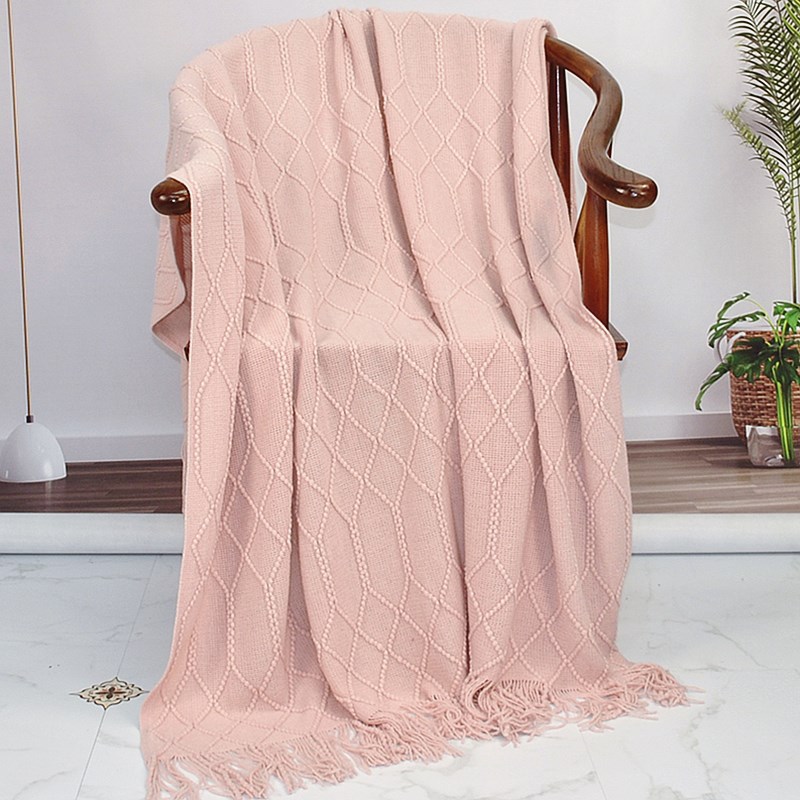 Nordic versatile retro knit throw blanket solid color bed rail throw for B&B hotels bed flags, sofa throw blanket, cover blanket, leisure blanket
