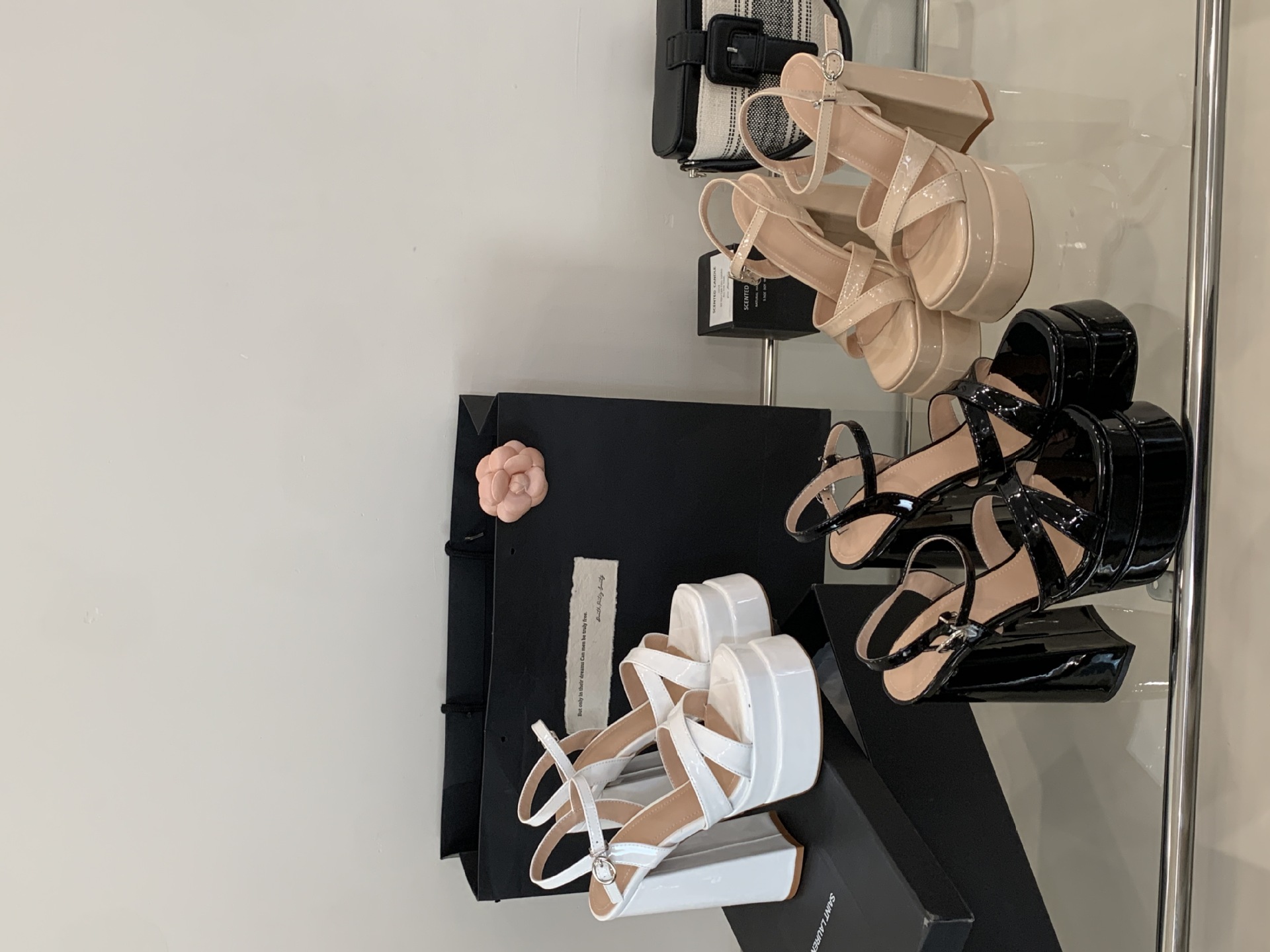 Sandal nữ cao gót đế xuồng platform mũi vuông thời trang — đen chi tiết 31