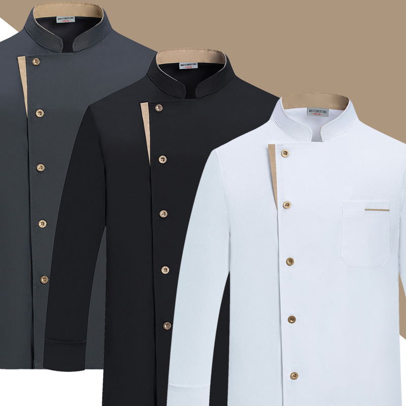 New Stretch Chef Work Clothes Long-sleeved Autumn and Winter Restaurant Baking Men's and Women's Short-sleeved Kitchen Work Clothes