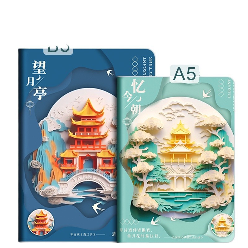 B5 cuaderno de alto valor diario de arte en 3D retro super grueso libro de goma para estudiantes 16k grande ins estilo engrosamiento