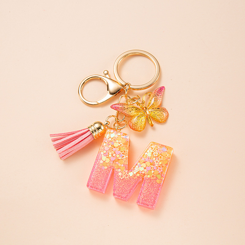 24g Weight Bag Pendant, Keychain Classification 1 Piece Quantity Holiday, Daily Occasion Resin Material Letter, Butterfly Pattern Unisex Gender Elegant, Commute Style Elegant Commute Letter Butterfly Resin Unisex Bag Pendant Keychain 4