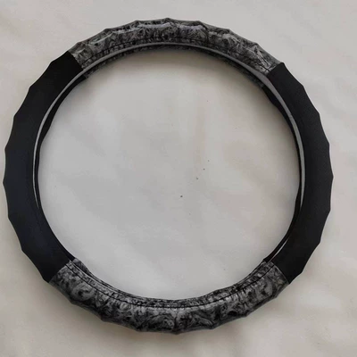 New Style Peach Wood Grain Four-Section Steering wheel cover - grey-38cm