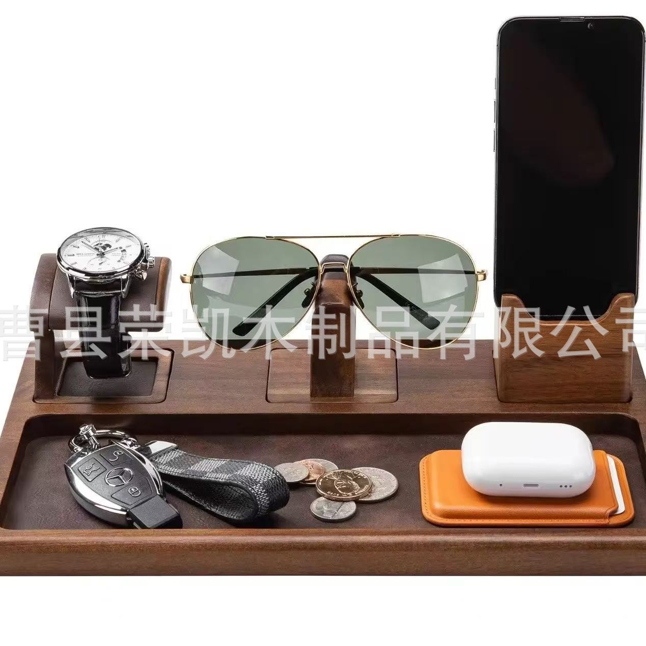 办公室桌面饰品托盘床头柜手表眼镜展示盘耳机杂物分格储物盘