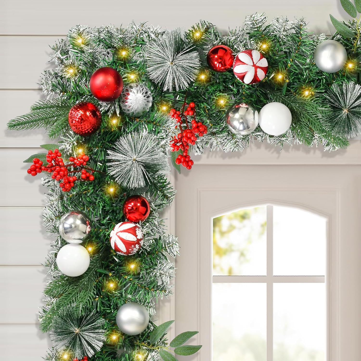 圣诞花环门挂180/270CM人造装饰品圣诞树藤条挂饰场景布置门