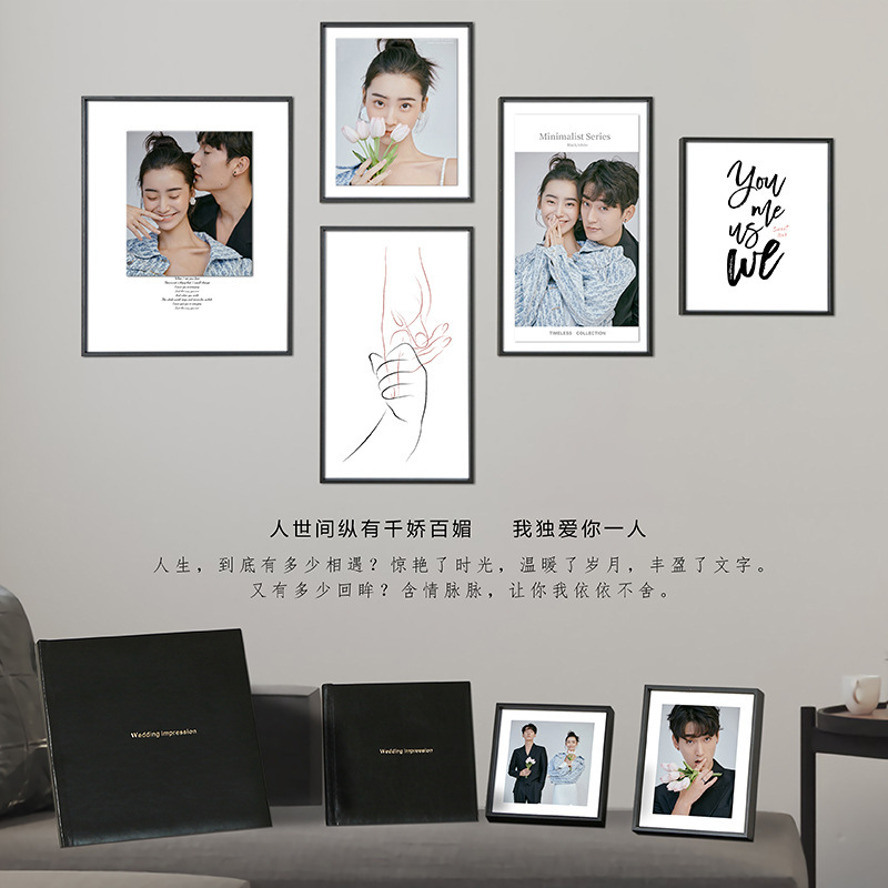 Modern European-Style Photo Frames for Living Room and Bedroom, Wedding Black Picture Frames for Wall Hanging, Large Rectangular Combination, Light Luxury Modern European-Style Photo Frames for Living Room and Bedroom, Wedding Black Picture Frames for Wall Hanging, Large Rectangular Combination, Light Luxury