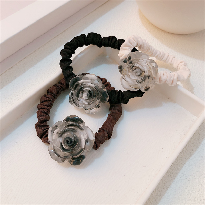 Camellia original anillo de pelo intestino delgado temperamento flor de la niña cuerda de cabeza de banda de goma de alta elasticidad cuerda de pelo universal adornos para el pelo