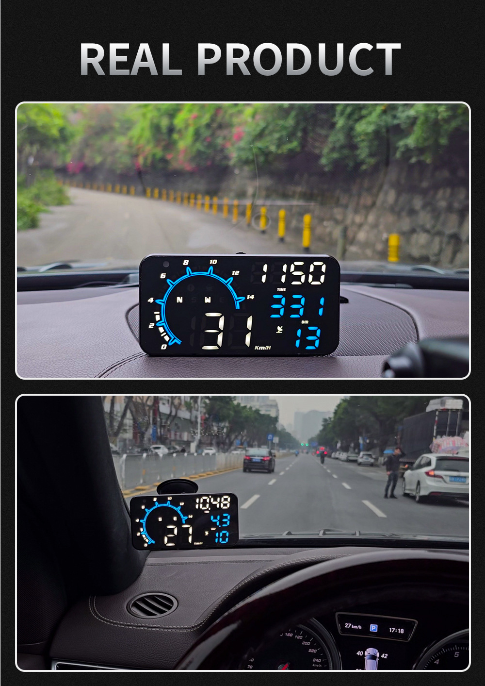 Cross-border high-definition digital display car monitor GPS universal car projector manufacturer in-stock HUD head-up display