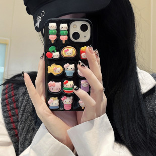 可爱鲷鱼烧Kitty猫适用苹果15 14promax手机壳iPhone13 12滴胶16p-阿里巴巴