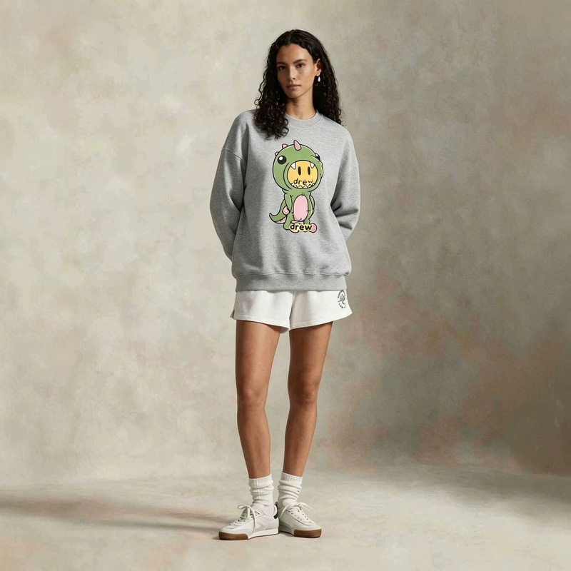 2026 Fall/Winter New European and American Cross-Border Fashion Casual American Retro Loose Versatile Dinosaur Print Crew Neck Sweatshirt 2026 Fall/Winter New European and American Cross-Border Fashion Casual American Retro Loose Versatile Dinosaur Print Crew Neck Sweatshirt