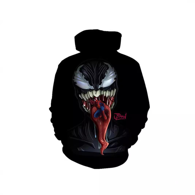 Spring and Autumn New Hooded Sweatshirt Venom Villains Sweatshirt Men's 3D Printed Fashion Street Cool Hoodie