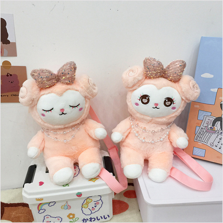 2022 Spring New Cute Doll Small Wool Plush Toy Bag Children Messenger Bag display picture 6