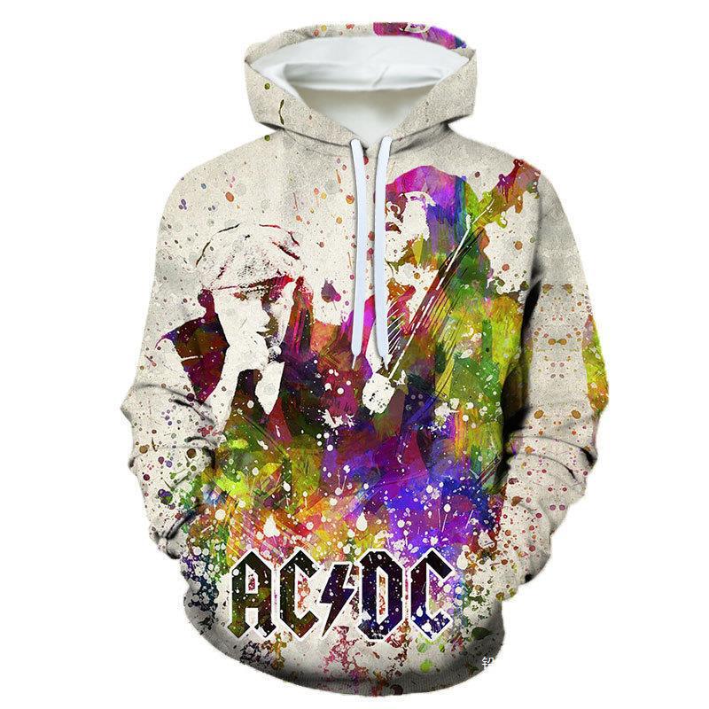 Cross-border AliExpress Amazon ACDC Rock Band 3D Digital Print Men's Hoodie Men's Hoodie