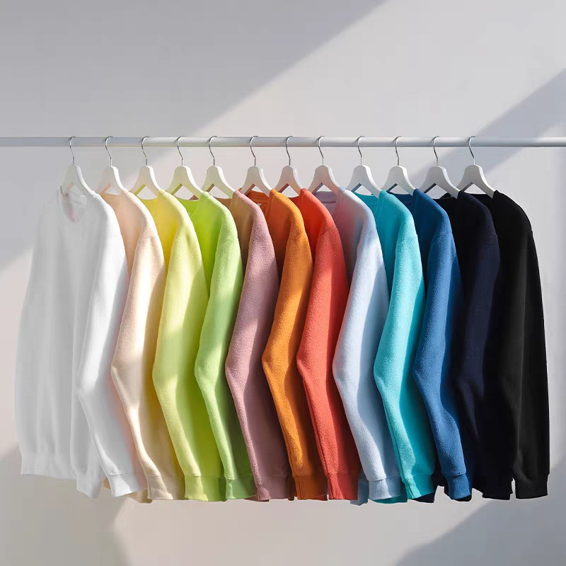 圆领卫衣涤复合男女同款棒球服活力简趣光板空白版女装纯色港日潮